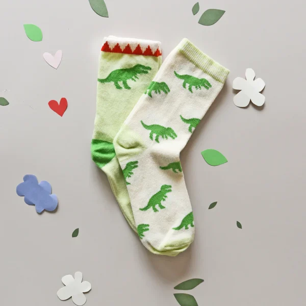 Ensemble 2 paires de chaussettes Dinosaures 6-8 ans