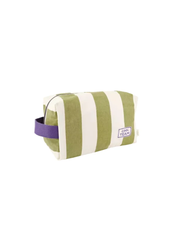 Trousse de toilette Paulette Rayures Kiwi "Good Vibes"