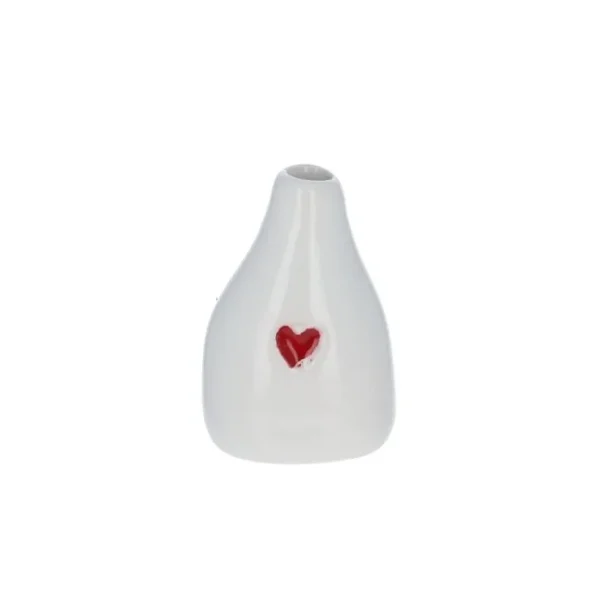 Soliflore coeur rouge en céramique - Moyen