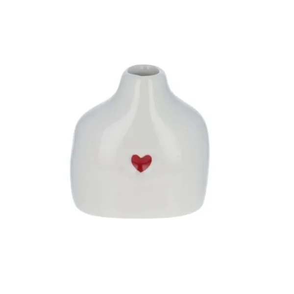 Soliflore coeur rouge en céramique - Grand