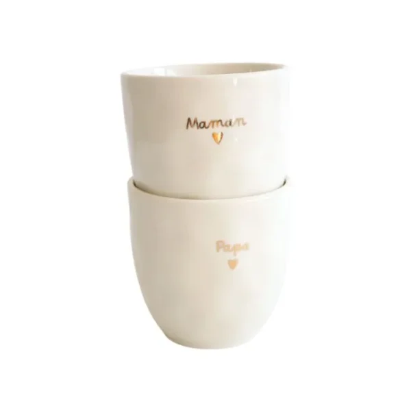 Tasse à café "Maman" coeur doré en céramique - Image 2