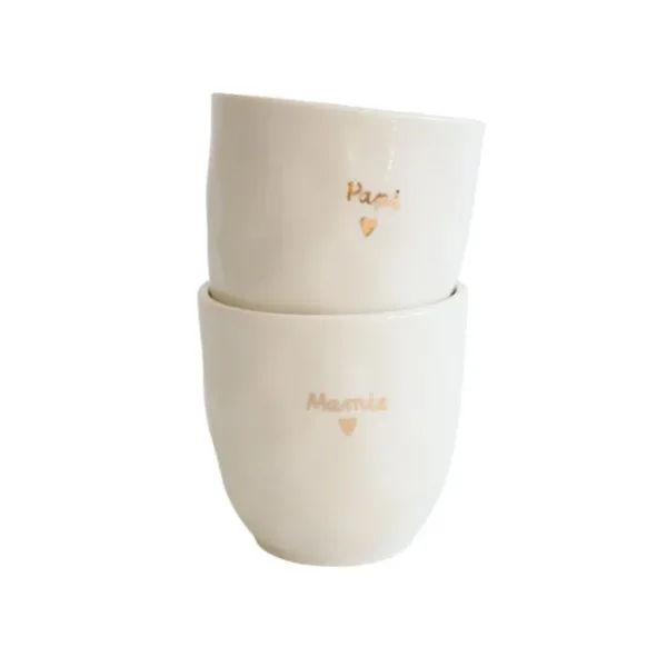 Tasse à café "Papi" coeur doré en céramique - Image 2
