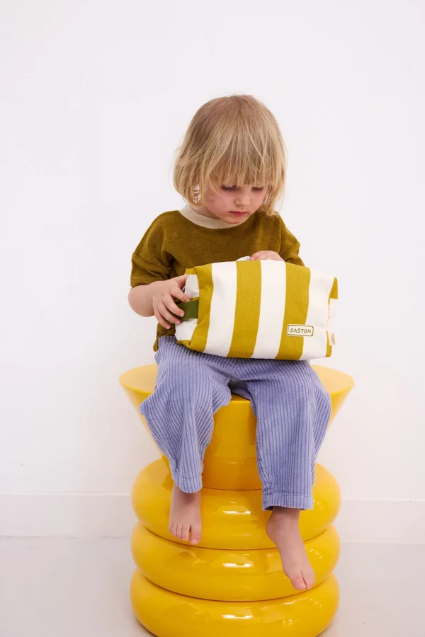 Trousse de toilette Paulette Rayures Soleil "Good Vibes"