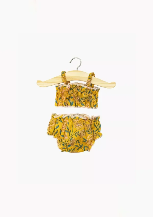 Maillot de bain 2 pièces Océane en coton Fleurs moutarde 34 cm